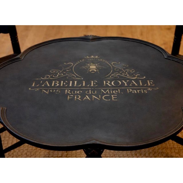 French Country 1950s French Country Black Bistro Set With Vintage Mersman Scalloped Table For Sale - Image 3 of 6
