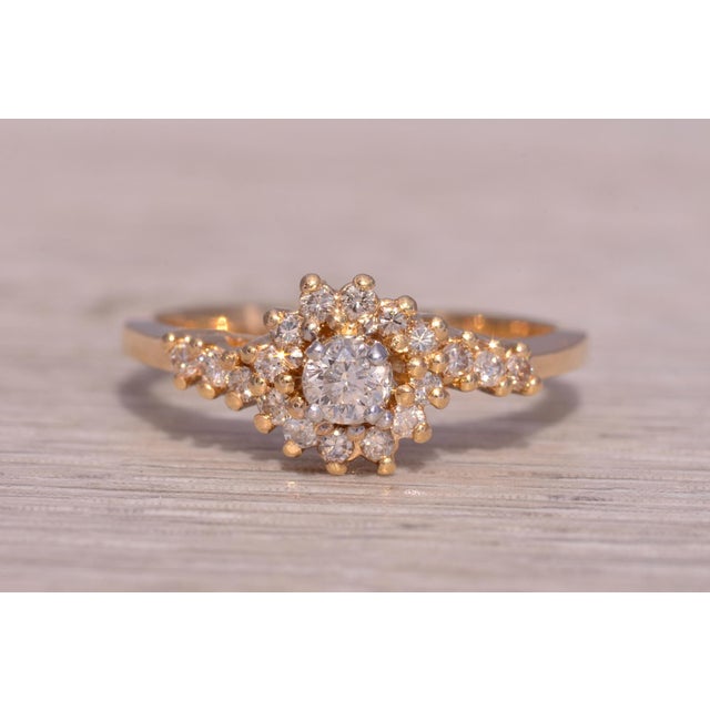 The Timeless Bloom: Natural Diamond Engagement Ring in Yellow Gold For Sale - Image 10 of 11