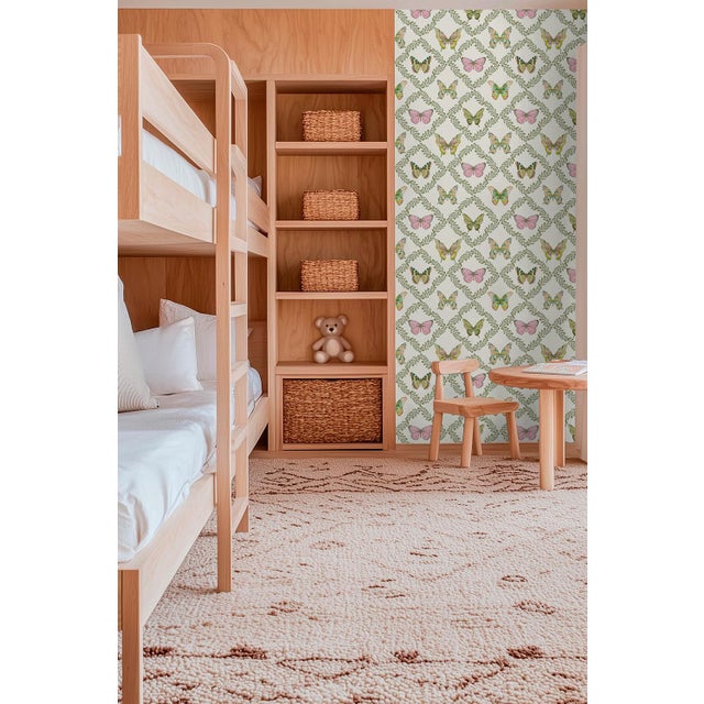 Not Yet Made - Made To Order Butterfly Trellis Pastel Grasscloth Wallpaper by House Party | 6 Yards For Sale - Image 5 of 8