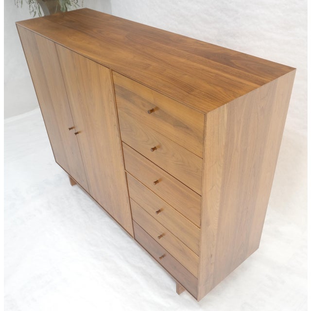 Wood Solid Walnut Chiffonier 5 Drawers Dresser Two Doors Compartment Mid Century MINT For Sale - Image 7 of 18