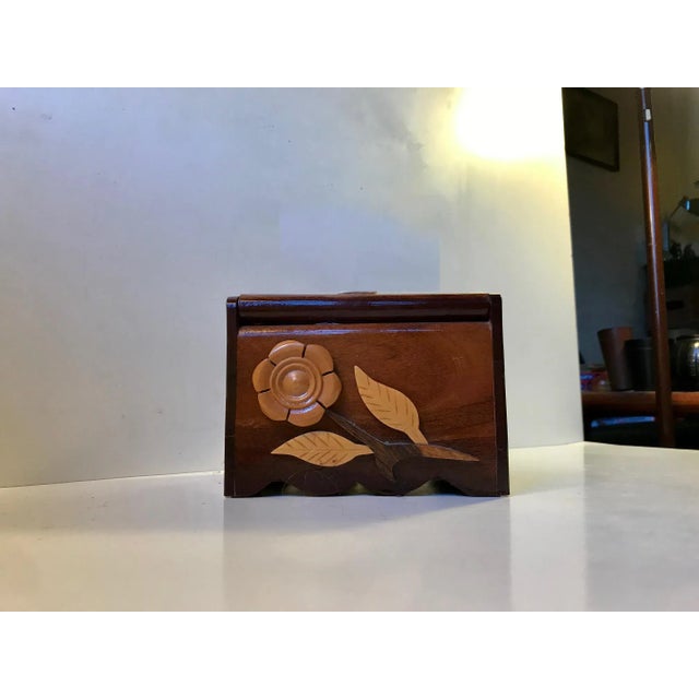 Vintage Folk Art Hand Towel Box in Mixed Woods, 1970s For Sale - Image 10 of 10