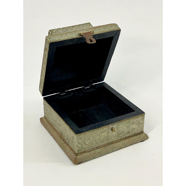 Vintage Tin Covered Decorative Box For Sale - Image 4 of 9