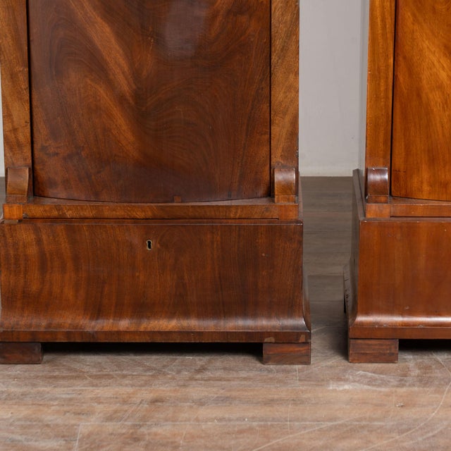 Pair 19th Century Danish Biedermeier Mahogany Column Cabinets With Bowfront Doors For Sale - Image 10 of 12