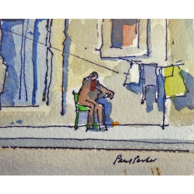 Syracuse Italy street scene watercolor on paper painting by Paul Parker (20th century) American. Signed and titled lower...