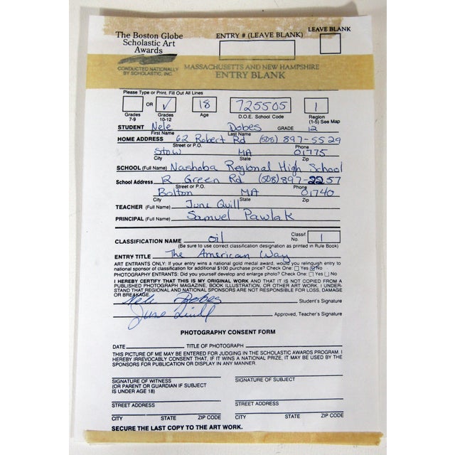 1994 “The American Way” Oil on Canvas, Signed Nele Dobes — Framed Americana Still-Life (25.5" × 19.5") For Sale - Image 10 of 12