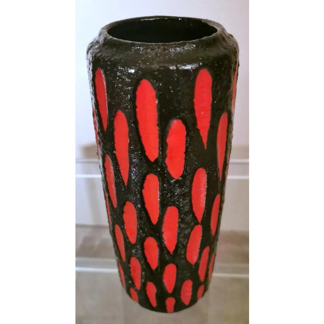 Vintage Fat Lava Style German Colored Ceramic Glazed Vase For Sale - Image 12 of 12