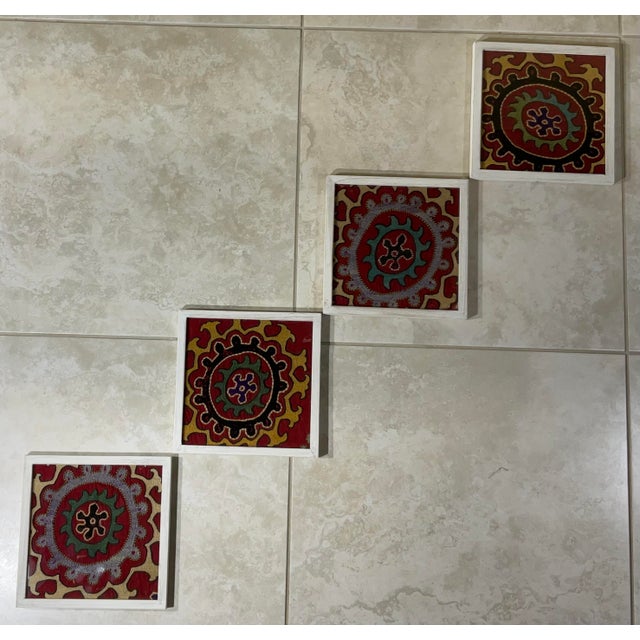 Set of Four Antique Suzani Wall Hanging For Sale - Image 10 of 12