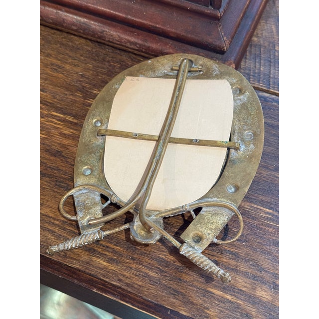 Rare 19th Century Brass Equestrian Picture Frame- Horse Shoe, Helmet, Riding Crops For Sale - Image 11 of 12