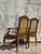Elevate your space with this exquisite pair of 19th-century Regency-style fauteuil chairs. Crafted with an intricately...