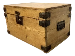 19th Century English Pine Box With Metal Straps