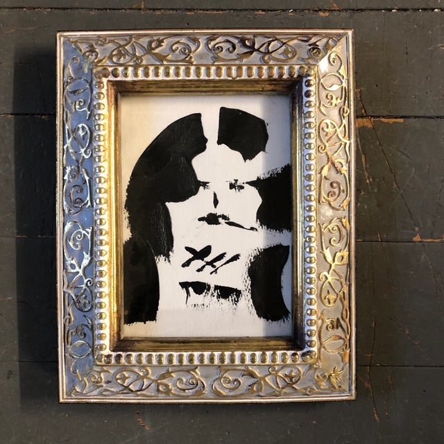 Contemporary Original Contemporary Abstract Female Portrait Painting Ornate Vintage Frame For Sale - Image 3 of 3