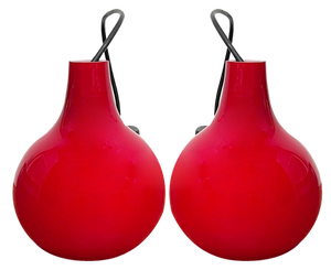 Mid-Century German Red Glass Pendant Lamps from Peill & Putzler, 1960s, Set of 2