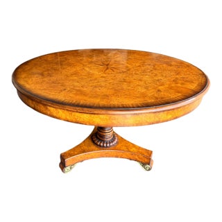 Theodore Alexander 48” Burl Walnut Compass Rose Center Dining Table For Sale