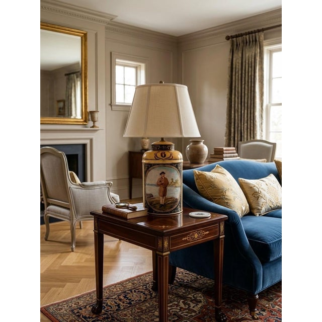 Vintage 1980s English Tole Tea Caddy Table Lamp For Sale - Image 9 of 12