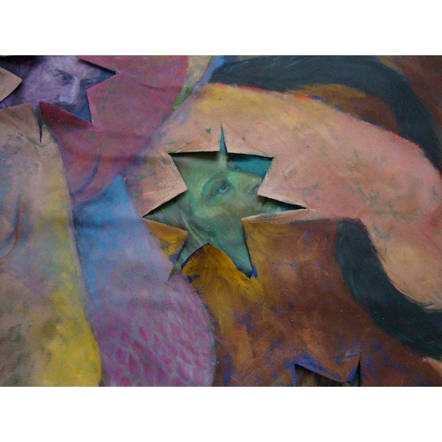 Abstract Large Abstract Oil on Canvas Backdrop Painting, Unframed For Sale - Image 3 of 6