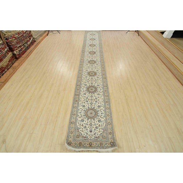 Farmhouse Nain Runner 2’9” X 17’9” Ivory Wool Traditional Hand-Knotted Oriental Rug For Sale - Image 3 of 12
