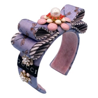 Gucci Dragonfly Vintage Silk Necktie Cuff Bracelet For Sale