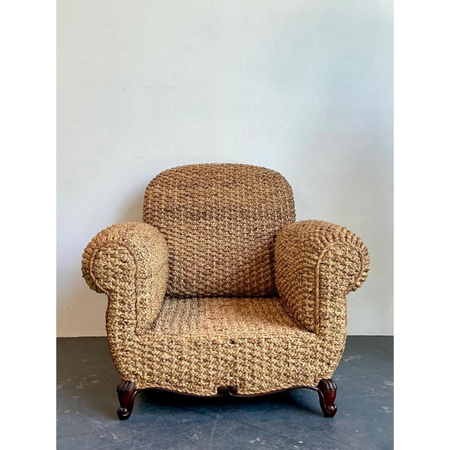 Contemporary Vintage Ralph Lauren Organic Modern Woven Seagrass Club Chair For Sale - Image 3 of 16