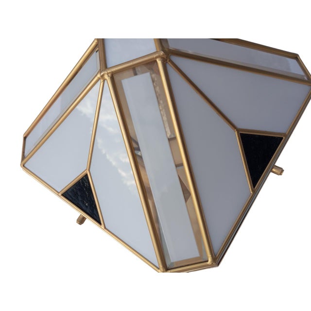Metal Modern Pyramid-Shaped Opal Glass Wall Lamps, Italy, 1970s, Set of 2 For Sale - Image 7 of 16