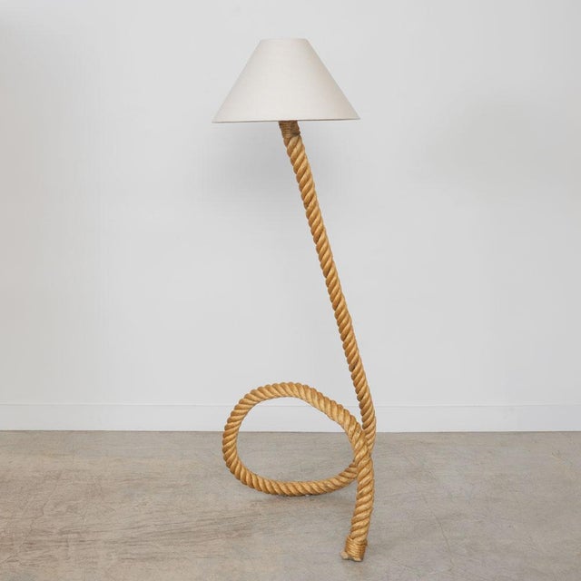 Adrien Audoux and Frida Minet Large French Sculptural Rope Floor Lamp in the Style of Audoux-Minet For Sale - Image 4 of 17
