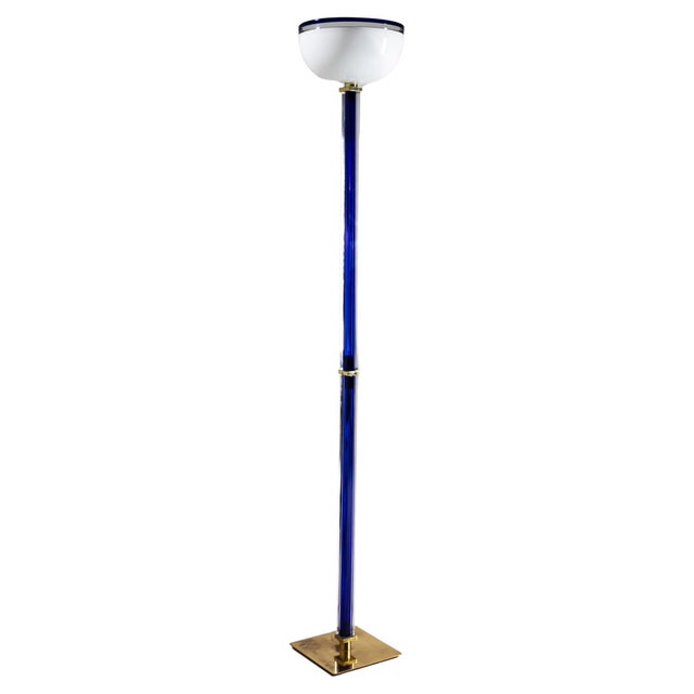 Glass Late 20th Century Blue Murano Glass Floor Lamp “Tolboi” by Venini, Italy For Sale - Image 7 of 10