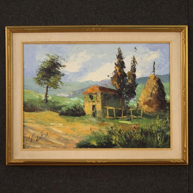 Italian Artist, Countryside Landscape, 1970, Oil on Canvas For Sale - Image 14 of 14