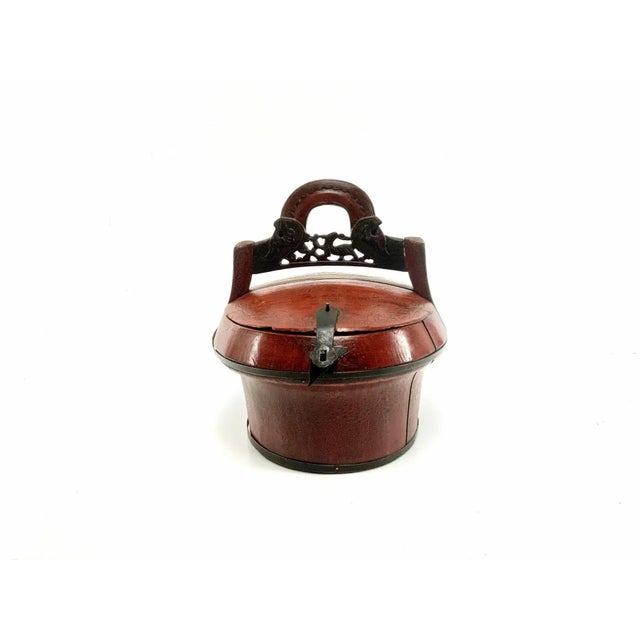 Small Antique Hand-Made Chinese Red Lacquered Lunch Box For Sale - Image 4 of 7