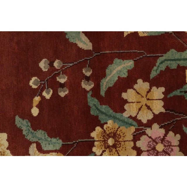Rug & Kilim’s Chinese Art Deco Style Rug in Red & Cream With Floral Pattern For Sale In New York - Image 6 of 7