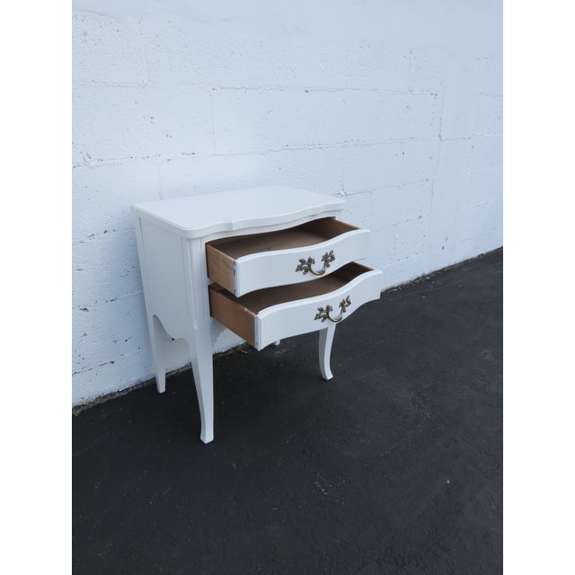French Carved Painted White Nightstands Bedside Tables a Pair 6445 For Sale - Image 16 of 17