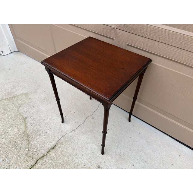 Mid 20th Century Mid-20th Century Regency-Style Mahogany Faux Bamboo Drinks Table For Sale - Image 5 of 12
