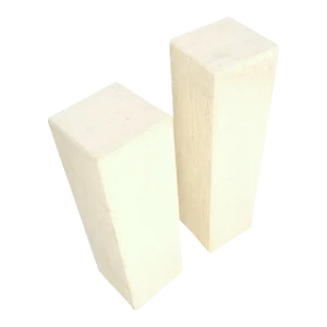 Mid-Century Modern Square Beveled Tall Travertine Marble Pedestals End Tables - Set of 2
