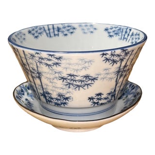 Blue & White Chinoiserie Planter & Tray For Sale