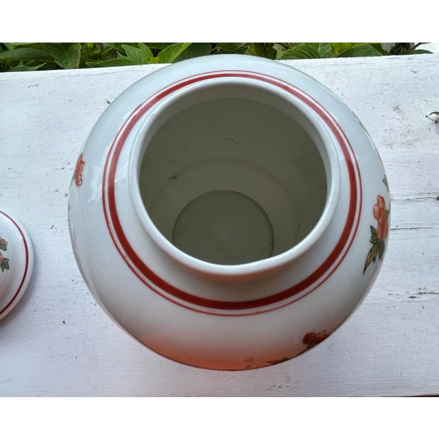 Orange Vintage Andrea by Sadek Orange and White Porcelain Lidded Jar / Urn For Sale - Image 8 of 11
