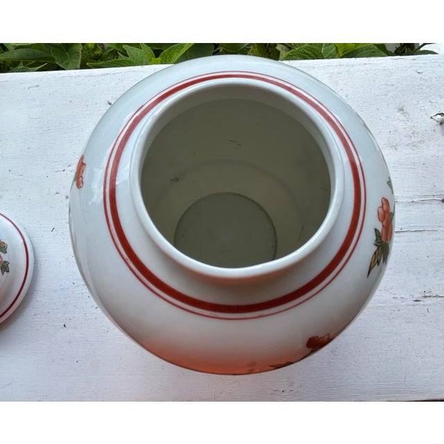 Orange Vintage Chinoiserie Lidded Jar / Urn For Sale - Image 8 of 11