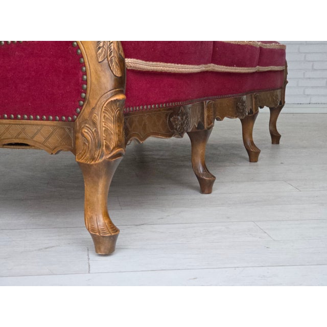 Danish 3-Seater Sofa in Red Velour and Mesh, 1930s For Sale - Image 12 of 18