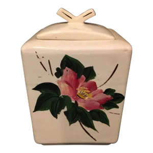 1940s McCoy Hand Painted Floral Ironstone Cookie Jar