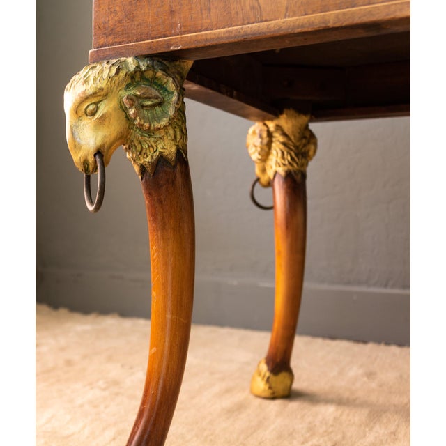 Giltwood Rams Head and Hoofed Saber Leg Burlwood Coffee Table For Sale - Image 16 of 18