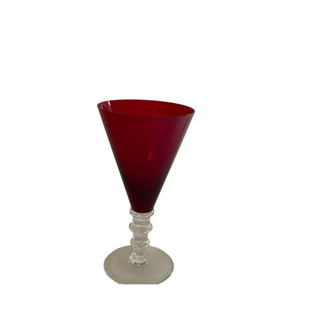 Vintage William Yeoward Scarlet Crystal Water Goblet For Sale - Image 4 of 5