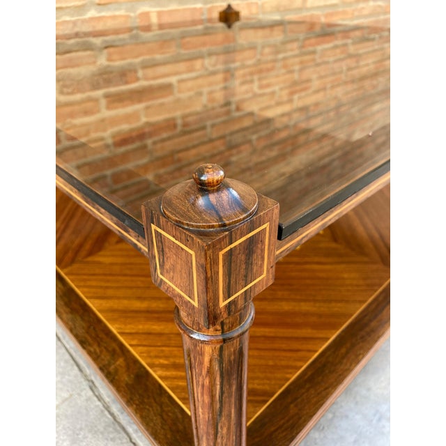Mid Century Walnut Marquetry and Glass Side Table, Circa 1960 For Sale - Image 9 of 18