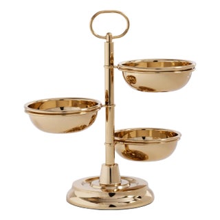 Polished Metal 3-Tier Appetizer/Condiment Server, Gold For Sale