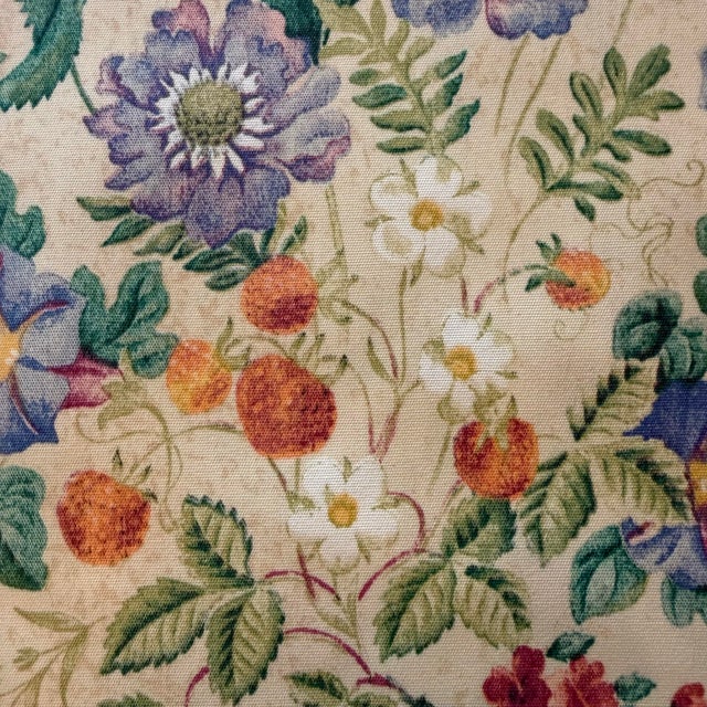 French Country Vintage Berry Butterfly Botanical Screen Print Upholstery Fabric, 6 Yards For Sale - Image 3 of 11