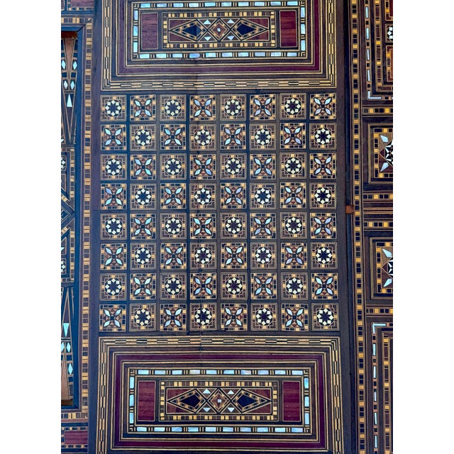 Early 20th Century Marquetry Inlay With Mother of Pearl Folding Game Table For Sale - Image 14 of 18