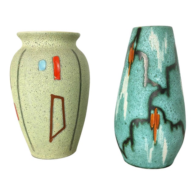 Vintage Pottery Vases by Scheurich, Germany, 1960s, Set of 2 For Sale