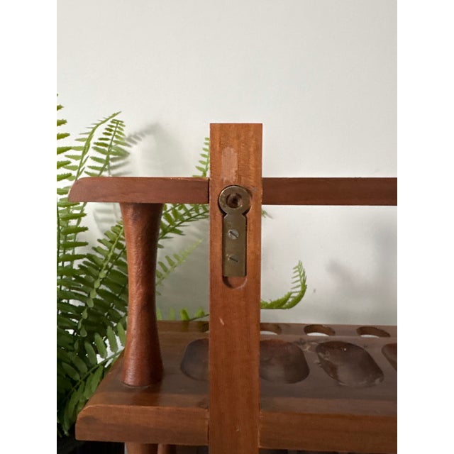 Mid-Century Decatur Industries Walnut 36-Pipe Display Rack For Sale - Image 4 of 12
