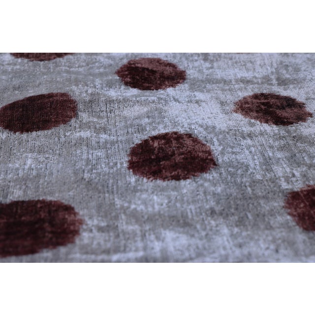 Platinum He Platinum & Rust Modernist Dot Silk Velvet Pillow 20" X 20" For Sale - Image 8 of 8