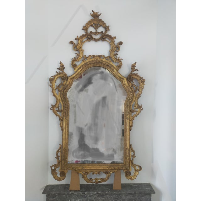 Gold Antique Louis XV Wooden Mirror For Sale - Image 8 of 11