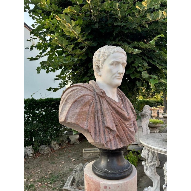 Huge Bust of Roman Emperor, 1950, Marble For Sale - Image 3 of 12