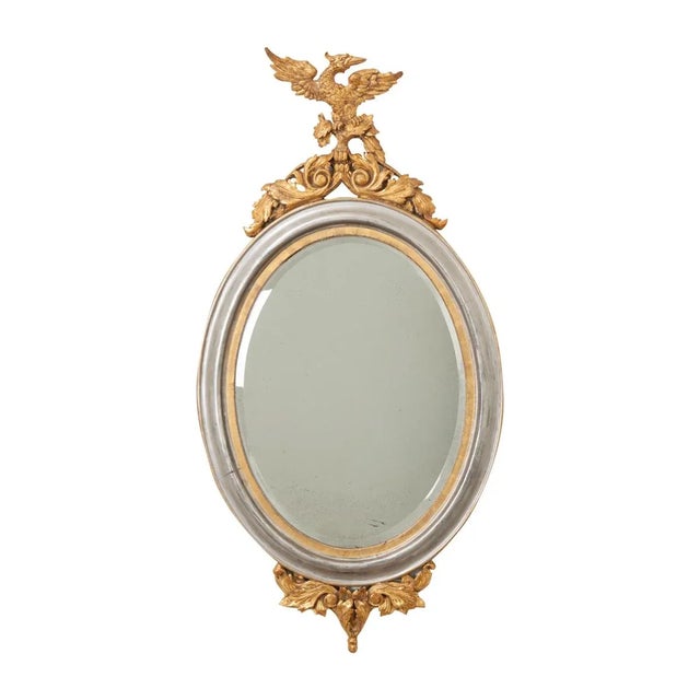 19th Century French Silver & Gold Gilt Oval Mirror For Sale - Image 10 of 10