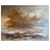 Large abstract landscape in a range of gray, brown, tan, and deep blue with touches of white. By Robert Baranet (1925-...