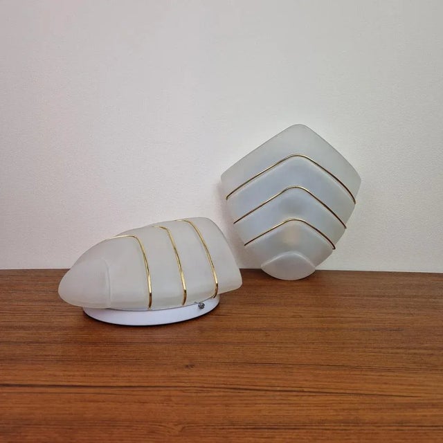 Mid-Century Modern Glass Wall Lamps from Massive, 1980s, Set of 2 For Sale - Image 3 of 11